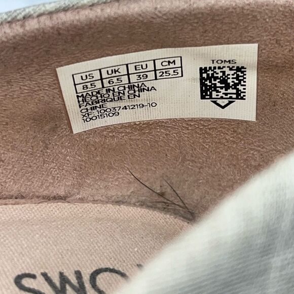 TOMS Julie Mixed Material Taupe Suede & Crosshatch Linen D’Orsay Flat-8.5 - Picture 9 of 9